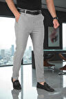 DeepSEA Erkek Gri İtalyan Kesim Likralı Spor Pantolon Esnek Kumaş Bilek Boy Boru Paça Klasik Pantolon 2502005