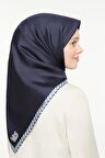 Levidor Lacivert Twill Saf İpek Eşarp