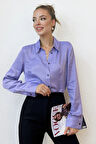 Saten Mor Gömlek