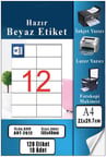 A4 Hazır Etiket 105x48 mm 10 Sayfa 1 Paket 12 li Kendinden Yapışkanlı Fotokopi Lazer İnkjet Kağıdı Yazıcılar İçin Uyumlu