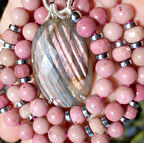 2247 Labradorit Rodonit el yapımı kolye