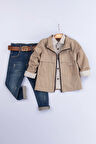 Fermuarlı Göğüs Cepli Mevsimlik 4 Parça Erkek Çocuk Ceketli Takım
