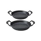 Muhteşem Ikili Sahan Seti Döküm Granit Tava 18+22 cm