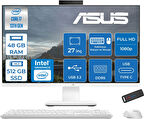 Asus V470VAK Intel Core I7-13620H 48GB Ddr5 512GB SSD 27'' Fhd 100Hz 300NITS Freedos  Beyaz Allınone Bilgisayar ABI716512W0DF22+ZETTAUSBBELLEK