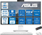 Asus V470VAK Intel Core I7-13620H 32GB Ddr5 1tb SSD 27'' Fhd 100Hz 300NITS Windows 11 Home Beyaz Allınone Bilgisayar ABI716512W0DH13+ZETTAUSBBELLEK