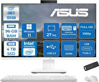 Asus V470VAK Intel Core I7-13620H 96GB Ddr5 4tb SSD 27'' Fhd 100Hz 300NITS Windows 11 Home Beyaz Allınone Bilgisayar ABI716512W0DH40+ZETTAUSBBELLEK