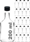 200 ml Yassı Şeffaf Cold Brew Şişesi Siyah Plastik Kapaklı 200 cc Soğuk Kahve Cam Şişe 20 Adet