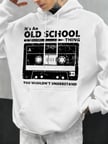 Eski Okul Tarzı Baskılı Erkek Kapüşonlu Sweatshirt Sonbahar Hip Hop Kapüşonlu Günlük Polar Sp