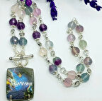 2279 Labradorit Florit el yapımı kolye