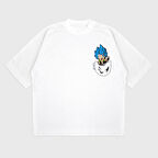 Oversize 'Pocket Cartoon' Baskılı Bisiklet Yaka T-Shırt