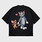 Oversize 'Tom & Jerry' Baskılı T-Shırt