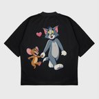 Oversize 'Tom & Jerry' Baskılı t-shirt