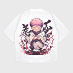 Oversize 'Chibi Sukuna' Baskılı T-Shırt