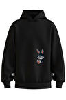 Oversize 'Small Banny' Baskılı Kapşonlu Hoodie Sweatshirt