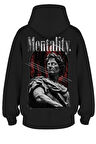 Oversize 'Mentality' Baskılı Kapşonlu Hoodie Sweatshirt