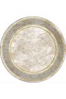 Krem-Gold Pvc Deri Kaymaz Taban Yuvarlak Salon-Hol Saçaksız Halı B1181