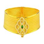 Bilezikhane Yeşil Taşlı 9 sıralı hasır kelepçe  22 ayar altın