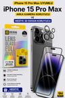 İPhone 15 Pro Max Uyumlu Arka Kamera Koruyucu+ Full Ekran Koruyucu Seti̇
