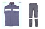 İş Takımı 7/7 Gabardin Gri %100 Pamuk Kapitoneli Reflektörlü