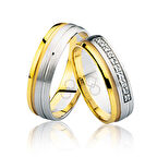 Sarı Beyaz Taşı Altın Alyans 2304-1