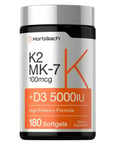 K2 MK-7 100 mcg | +D3 5,000 IU 180 Softgels