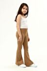 neslice Kız Çocuk İspanyol Paça Tayt KAHVERENGİ-9 - 10