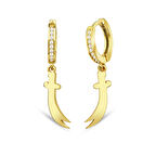 Zülfikar Taşlı Gümüş Küpe - Altın