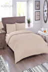 More Home  Tek  Kişilik Pamuklu Nevresim Takımı  Lastikli Çarşaflı BEJ