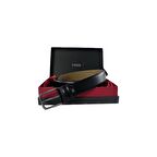  Fossil Siyah  Düz Dikiş Hakiki Deri 3,5 cm Erkek Kemeri-120cm