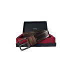 Fossil Taba Desenli Hakiki Deri Spor Erkek Kemeri 4cm-115CM