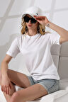 Pamuklu Penye Kompakt Ağır Kumaş Kısa Kol Comfort Fit T-Shirt 21666 BEYAZ