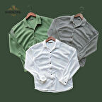 3 adet fitilli ottoman uzun kol mevsimlik erkek gömlek