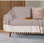 Buldan İşi Kaymaz Pamuklu Koltuk Örtüsü 170x210 Cm Koltuk Şalı Çekyat Kanepe Örtüsü - Kahve 