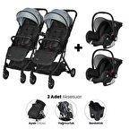 Lorelli Myla Ayrılıp Birleşebilen Kabin Set İkiz Bebek Arabası - Arctic Blue