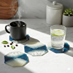 Dekoratif Bardak Altlığı Seti 4'lü - Kırılmaz Cam Görünümlü Leke Tutmaz Kahve Sunum Altlığı