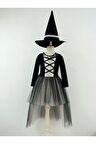 Hallowen Cadılar Bayramı Gümüş Çocuk Cadı Kostümü