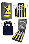Fenerbahçe Orijinal Lisanslı Çubuklu Çocuk Forma Set 23-24 Miniset Hediyelik Ahşap Kutulu