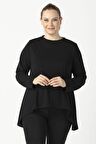 2350 Siyah Esnek Uzun Kollu Asimetrik Kesim Bluz
