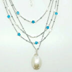 2355 Sedef Apatit üç ve tek sıralı ikili el yapımı kolye