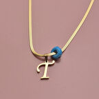 T Harfli Sarı Kadın Çelik Kolye Takı Hediyelik Aksesuar