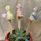 Uretti - Pınar 2572 - El Yapımı 3'lü Sevimli Ördek Saksı Süsü -  20 cm