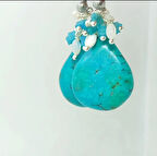 2385 Afrika Turkuaz Apatit Sedef el yapımı küpe