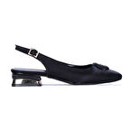 Ayakcenter Pia1 Siyah Saten Kadın Babet Ayakkabı