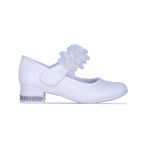 Ayakcenter 26-Herbebe Fırfırlı Beyaz 3Cm Kız Çocuk Topuklu Ayakkabı