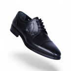 Censay 526 Siyah Antik Kauçuk %Deri Erkek Klasik Ayakkabı