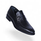 Censay 631 Siyah Antik Kauçuk %Deri Erkek Klasik Ayakkabı