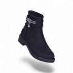 Alens A4 Siyah Nubuk Kadın Düz Bot