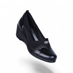 Vollex Vl3 Siyah 7Cm Kadın Dolgu Topuklu Ayakkabı