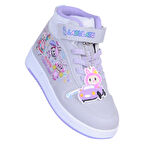 Prokids 4444 Gri-Lila Cırtlı Boğazlı Kız Çocuk Spor Ayakkabı