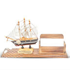 El Yapımı Ahşap Yelkenli Kartvizitlik / Kartlık 25CM